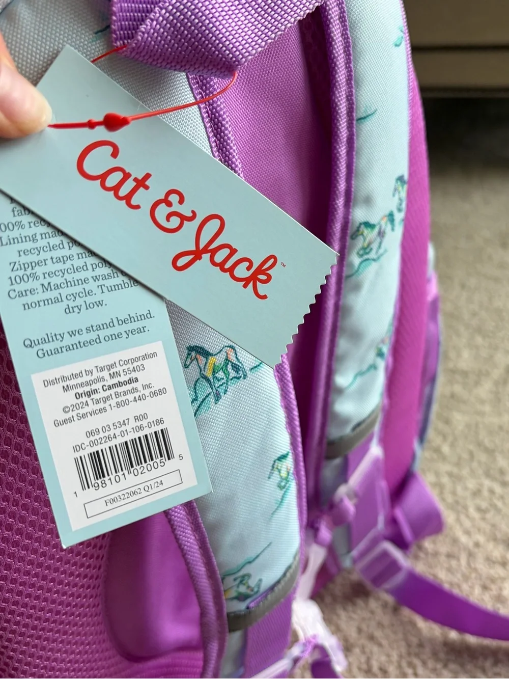 Purple & Blue Horses Design Backpack | Brand New | Cat & Jack